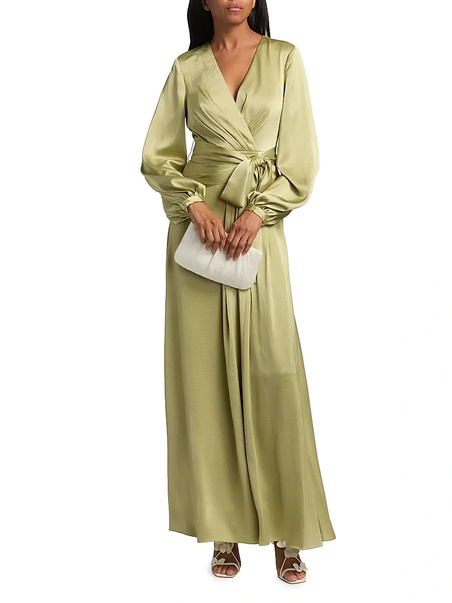 BADGLEY MISCHKA Women's Satin V-Neck Blouson Gown | Thumbnail 3 BADGLEY MISCHKA Women's Satin V-Neck Blouson Gown | Thumbnail 3