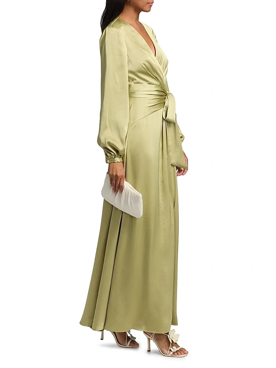 BADGLEY MISCHKA Women's Satin V-Neck Blouson Gown | Thumbnail 4 BADGLEY MISCHKA Women's Satin V-Neck Blouson Gown | Thumbnail 4