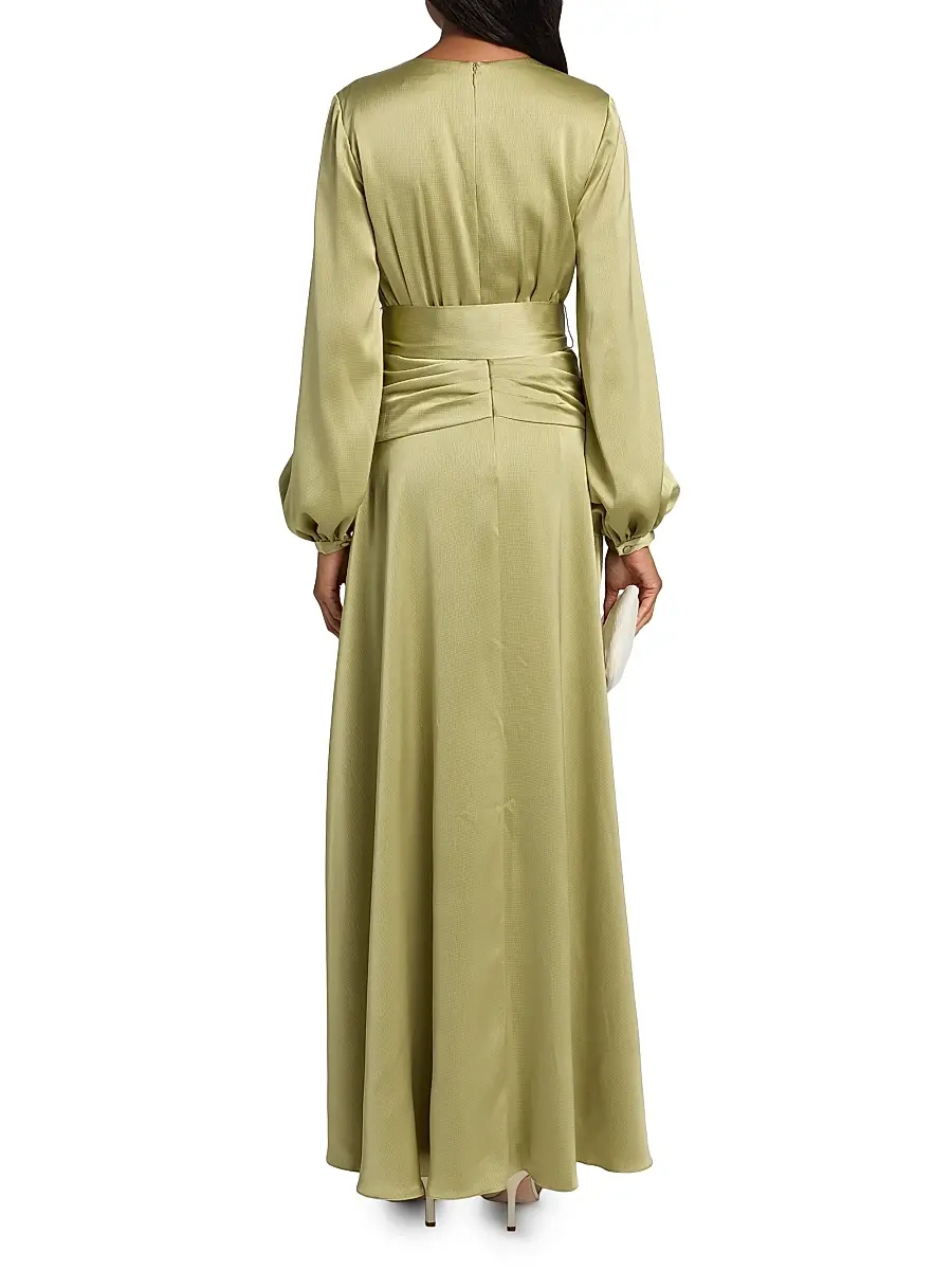 BADGLEY MISCHKA Women's Satin V-Neck Blouson Gown | Thumbnail 5 BADGLEY MISCHKA Women's Satin V-Neck Blouson Gown | Thumbnail 5