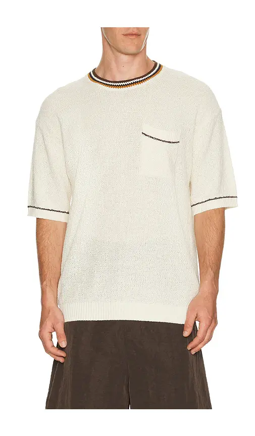 Scotch & Soda Knitted Cotton Linen Blend Relaxed Fit T-Shirt | Image 1 Scotch & Soda Knitted Cotton Linen Blend Relaxed Fit T-Shirt | Image 1