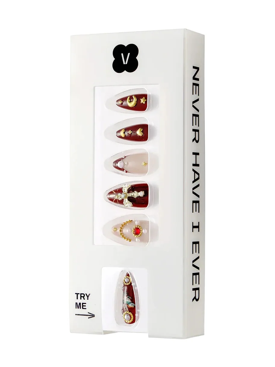 Never Have I Ever Burgundy Cherub Press-On Nails