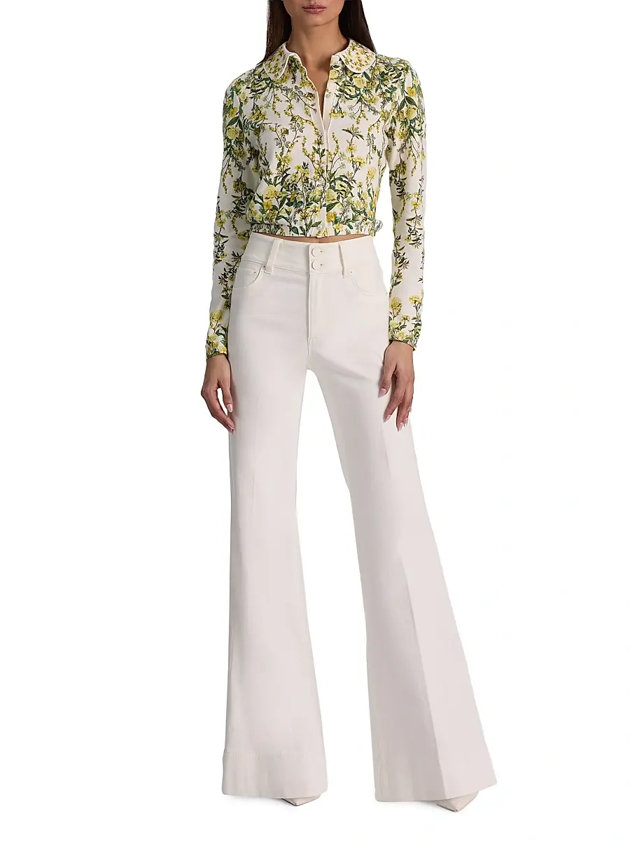Alice + Olivia Women's Carson Printed Stretch Cotton Cardigan | Thumbnail 2 Alice + Olivia Women's Carson Printed Stretch Cotton Cardigan | Thumbnail 2