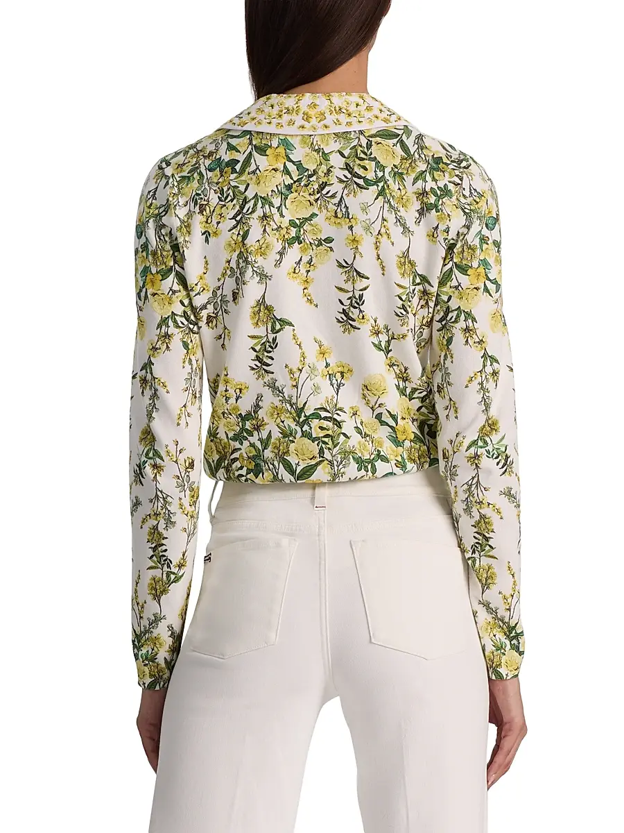 Alice + Olivia Women's Carson Printed Stretch Cotton Cardigan | Thumbnail 4 Alice + Olivia Women's Carson Printed Stretch Cotton Cardigan | Thumbnail 4
