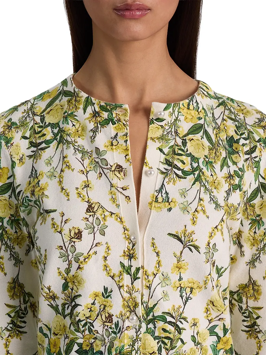 Alice + Olivia Women's Carson Printed Stretch Cotton Cardigan | Thumbnail 6 Alice + Olivia Women's Carson Printed Stretch Cotton Cardigan | Thumbnail 6
