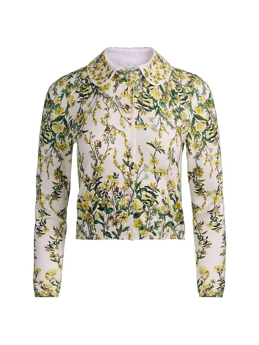 Alice + Olivia Women's Carson Printed Stretch Cotton Cardigan