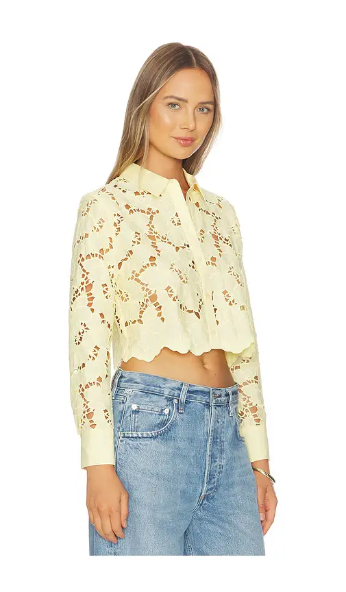 L'Agence Seychelle Cropped Button Down Top | Thumbnail 2