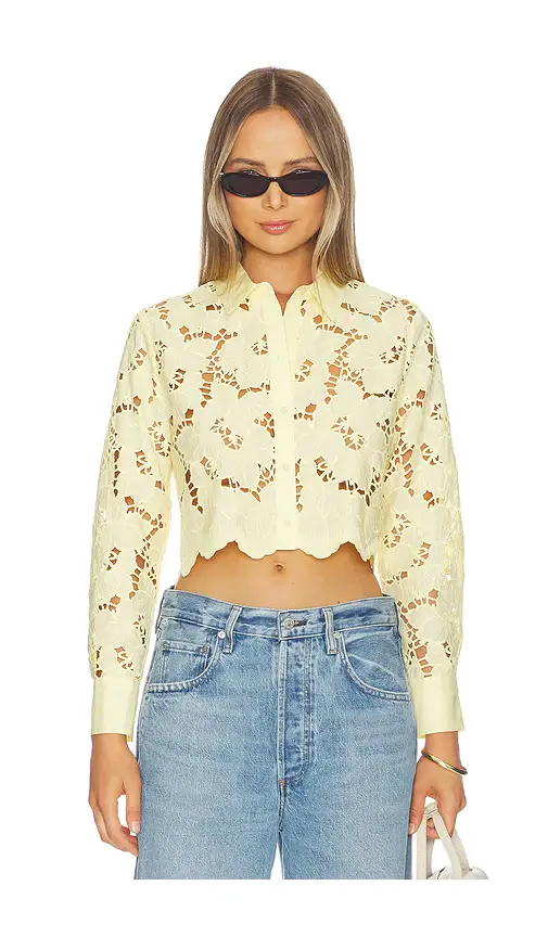 L'Agence Seychelle Cropped Button Down Top