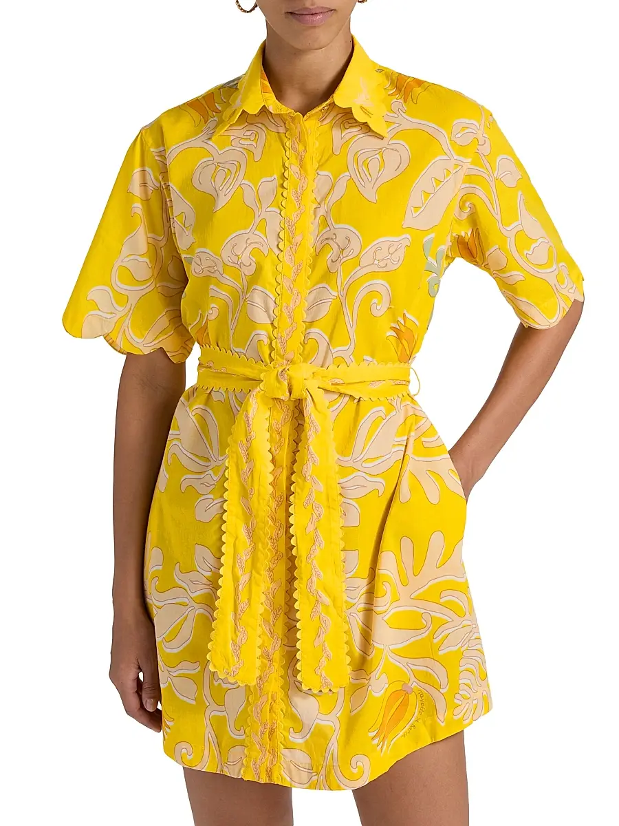 Poupette St Barth Women's Wes Floral Cotton Mini-Shirtdress | Thumbnail 3 Poupette St Barth Women's Wes Floral Cotton Mini-Shirtdress | Thumbnail 3
