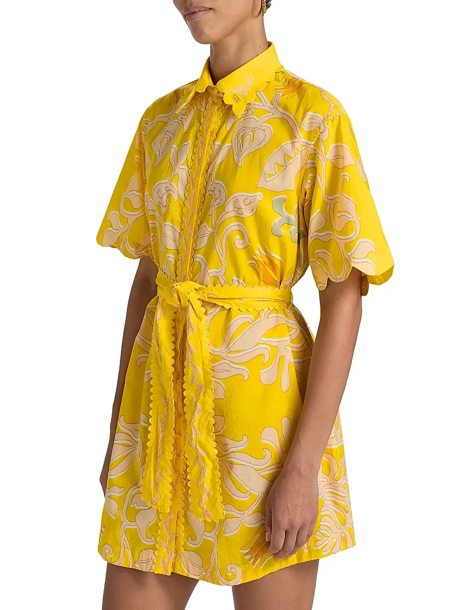 Poupette St Barth Women's Wes Floral Cotton Mini-Shirtdress | Thumbnail 4 Poupette St Barth Women's Wes Floral Cotton Mini-Shirtdress | Thumbnail 4