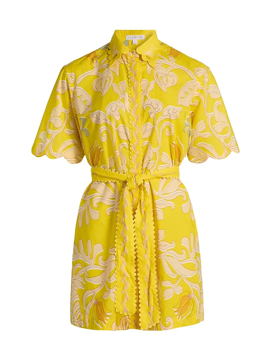 Poupette St Barth Women's Wes Floral Cotton Mini-Shirtdress - Yellow Ritual | Image 1 Poupette St Barth Women's Wes Floral Cotton Mini-Shirtdress - Yellow Ritual | Image 1