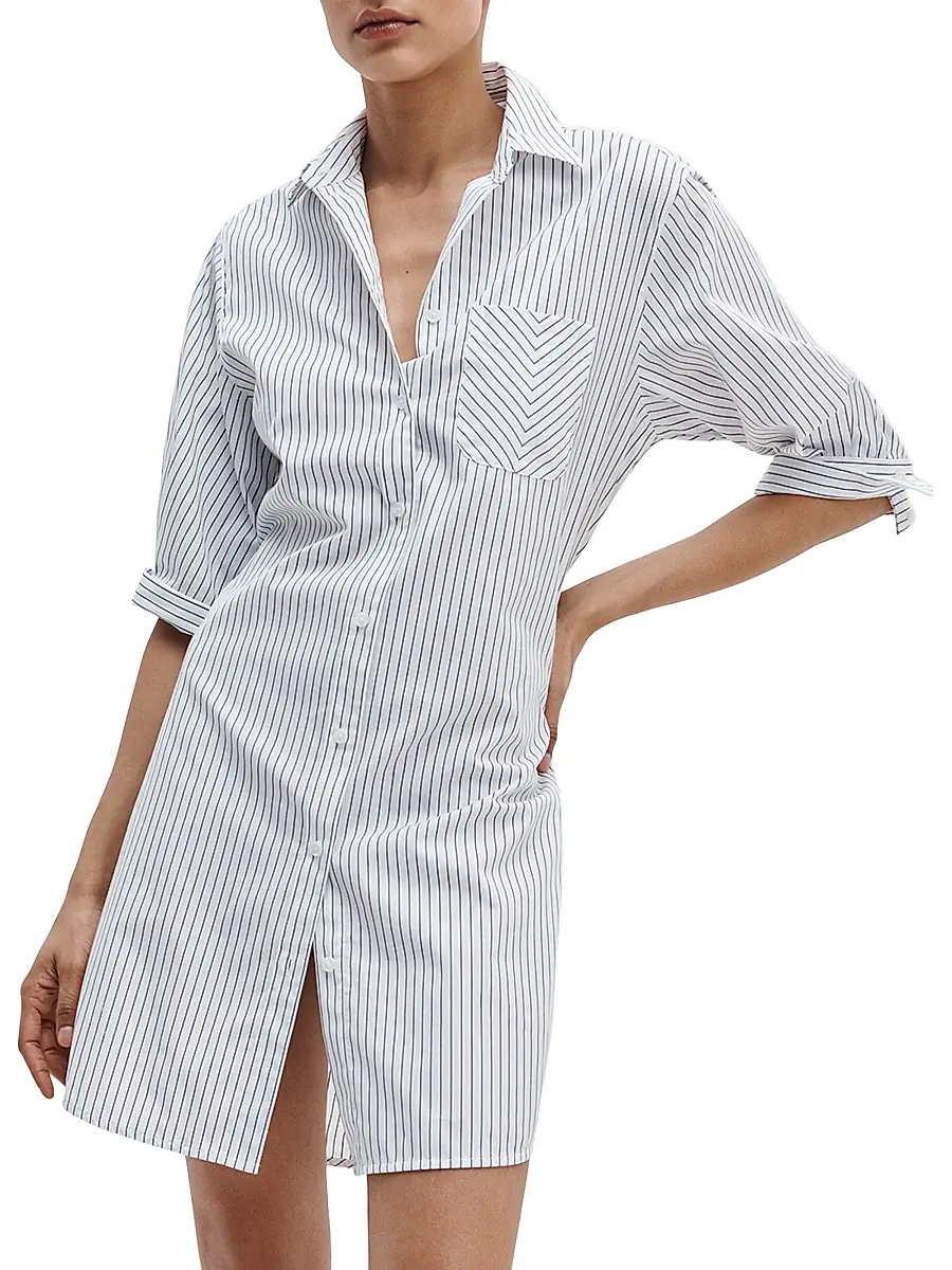 rag & bone Women's Lucia Striped Cotton Mini-Shirtdress | Thumbnail 3 rag & bone Women's Lucia Striped Cotton Mini-Shirtdress | Thumbnail 3
