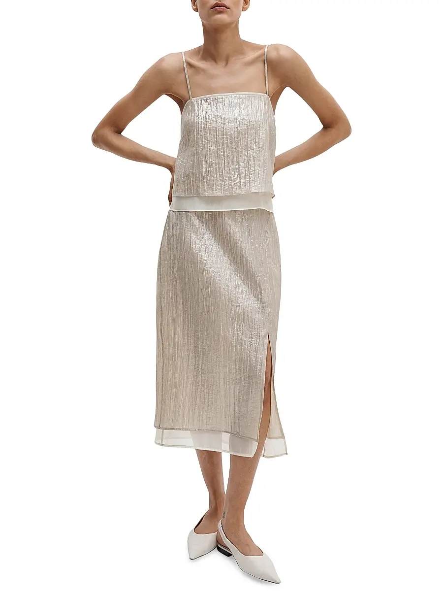 rag & bone Women's Suki Metallic Crinkled Midi-Skirt | Thumbnail 2 rag & bone Women's Suki Metallic Crinkled Midi-Skirt | Thumbnail 2