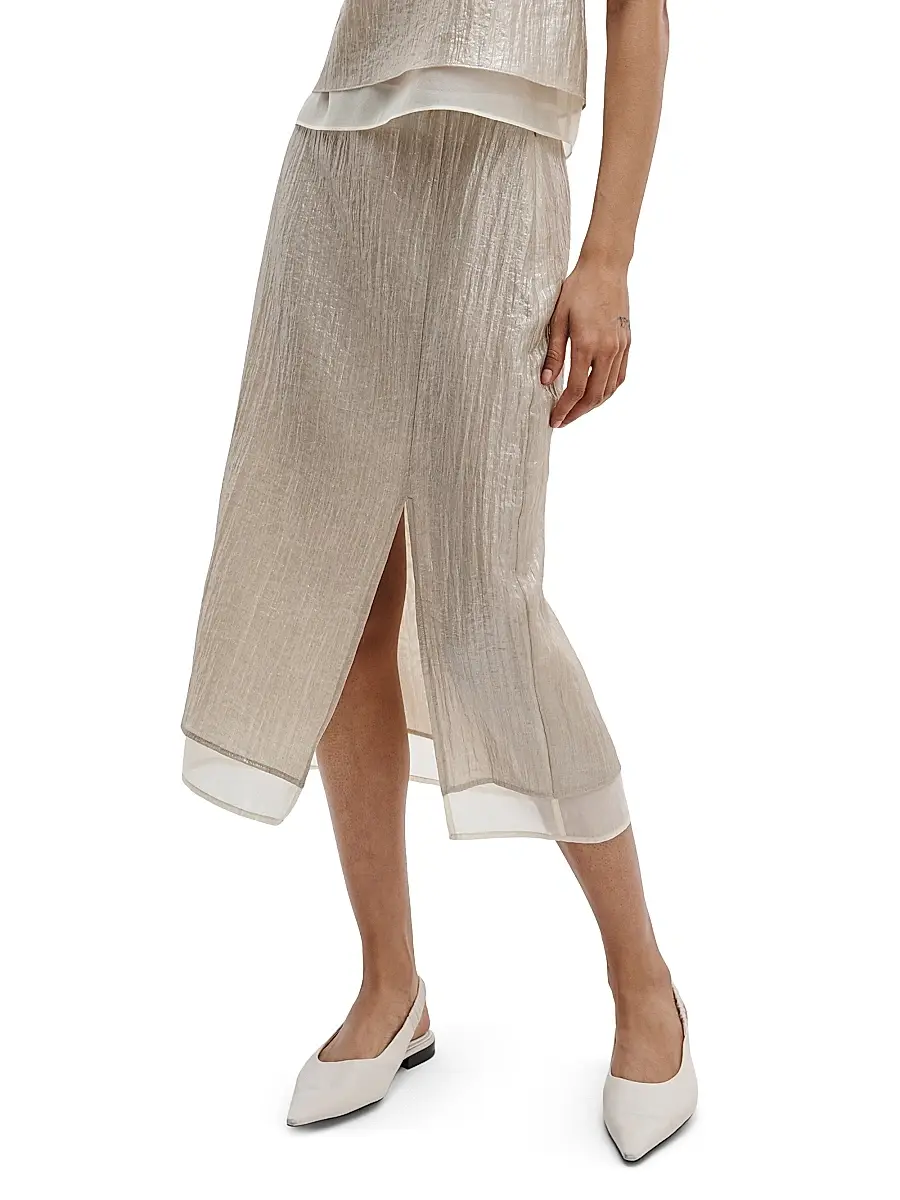rag & bone Women's Suki Metallic Crinkled Midi-Skirt | Thumbnail 4 rag & bone Women's Suki Metallic Crinkled Midi-Skirt | Thumbnail 4