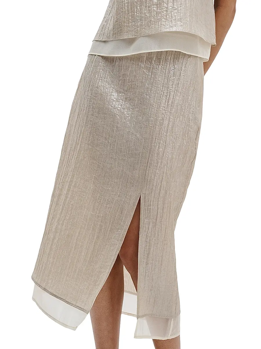 rag & bone Women's Suki Metallic Crinkled Midi-Skirt | Thumbnail 6 rag & bone Women's Suki Metallic Crinkled Midi-Skirt | Thumbnail 6