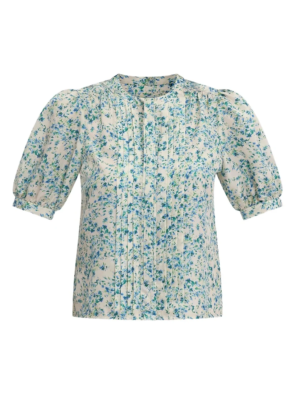 REBECCA TAYLOR Women's Bellamy Tieneck Floral Silk Blouse