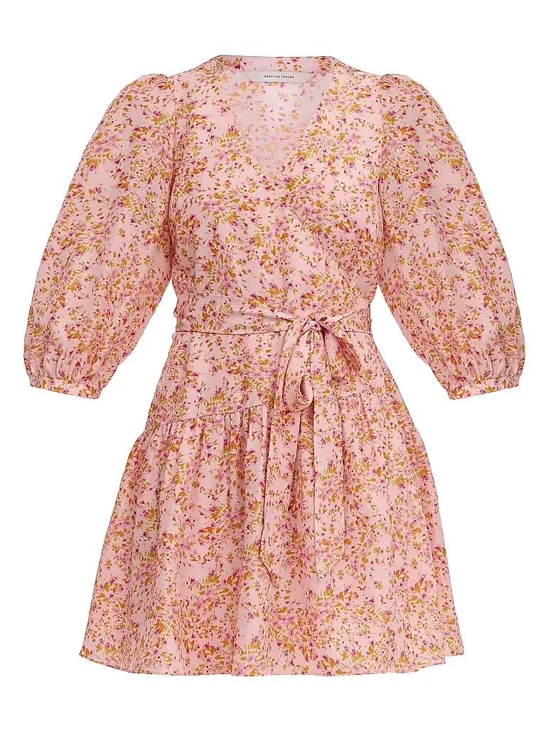 REBECCA TAYLOR Women's Bellamy Floral Silk Wrap Minidress