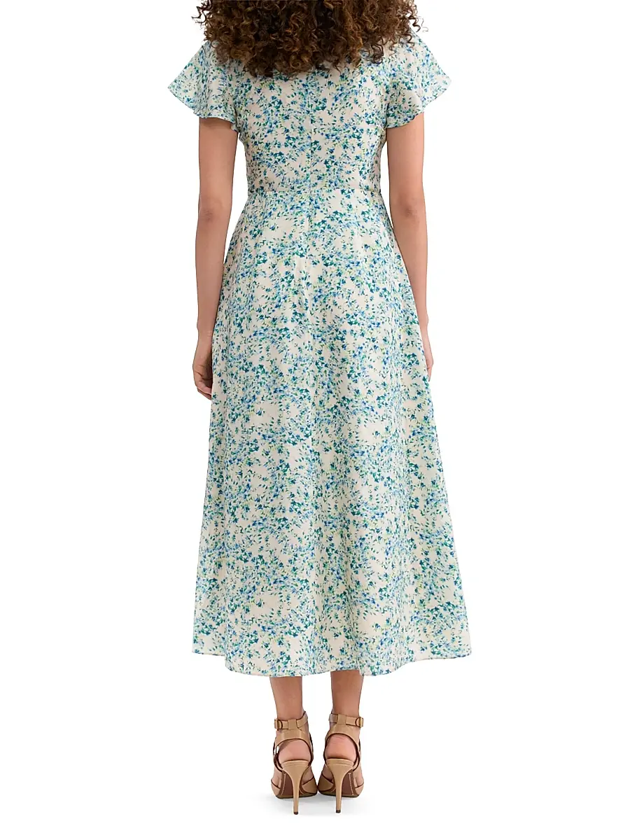 Rebecca Taylor Women's Bellamy Floral Silk A-Line Midi-Dress - Cream Multi | Thumbnail 4 Rebecca Taylor Women's Bellamy Floral Silk A-Line Midi-Dress - Cream Multi | Thumbnail 4