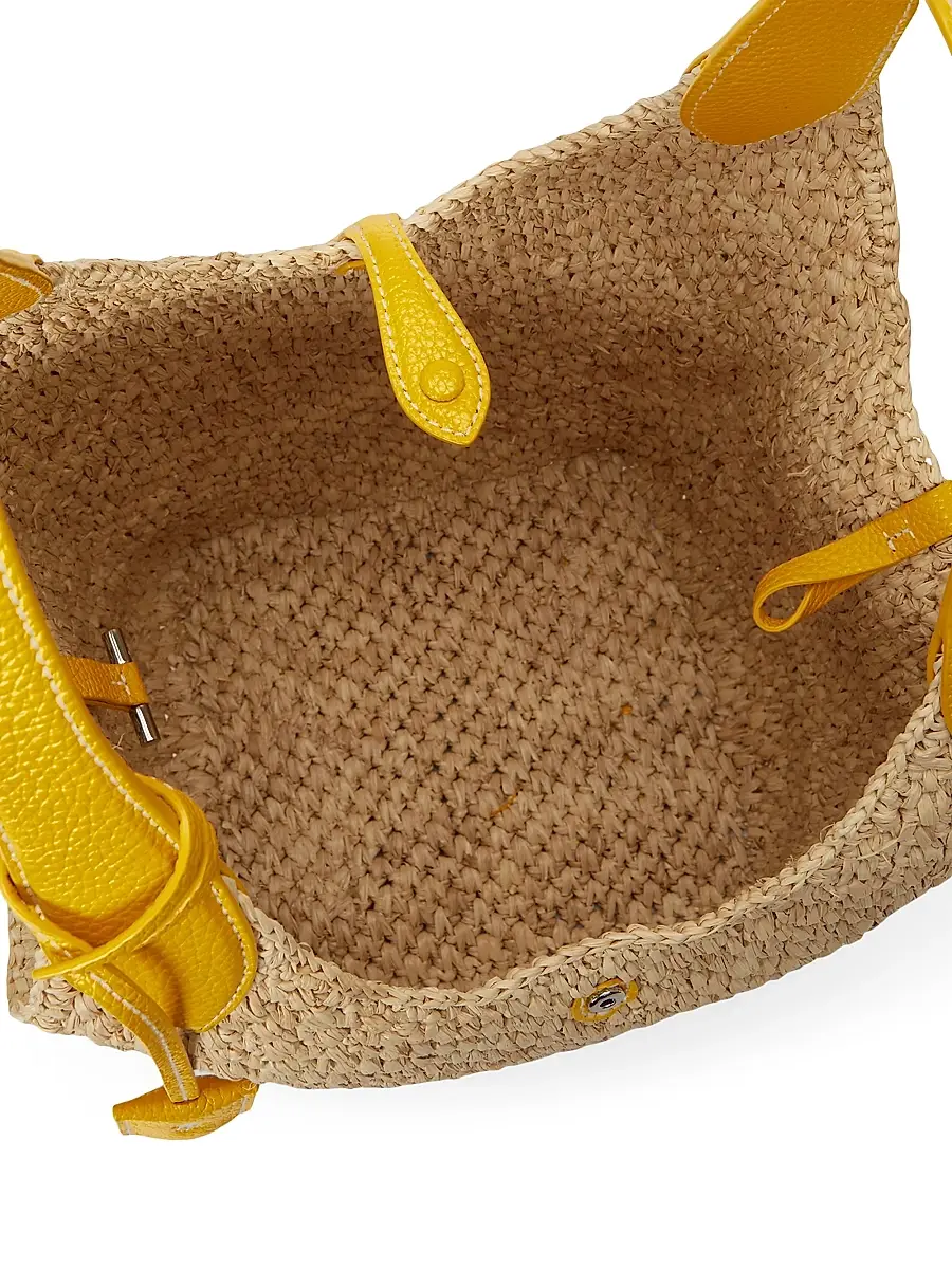 Polo Ralph Lauren Women's Medium Logo Raffia & Leather Tote Bag | Thumbnail 6