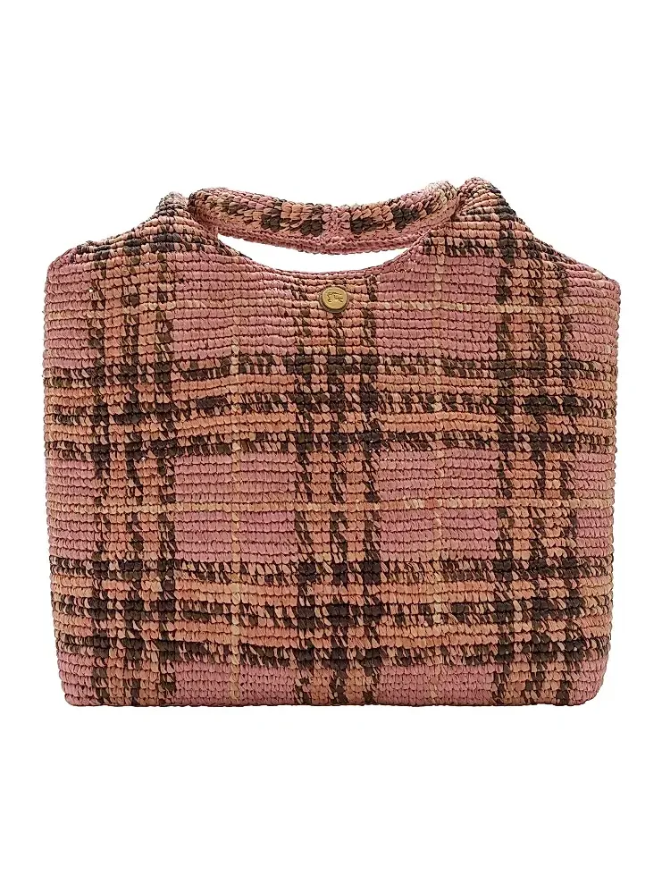 Women's Margate Small Check Raffia Tote Bag