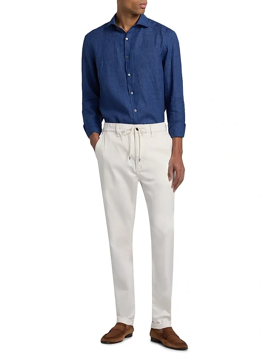 Canali Men's Linen Button-Front Shirt | Thumbnail 2 Canali Men's Linen Button-Front Shirt | Thumbnail 2