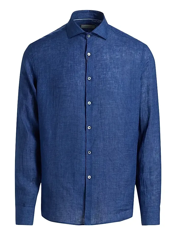 Men's Linen Button-Front Shirt Men's Linen Button-Front Shirt
