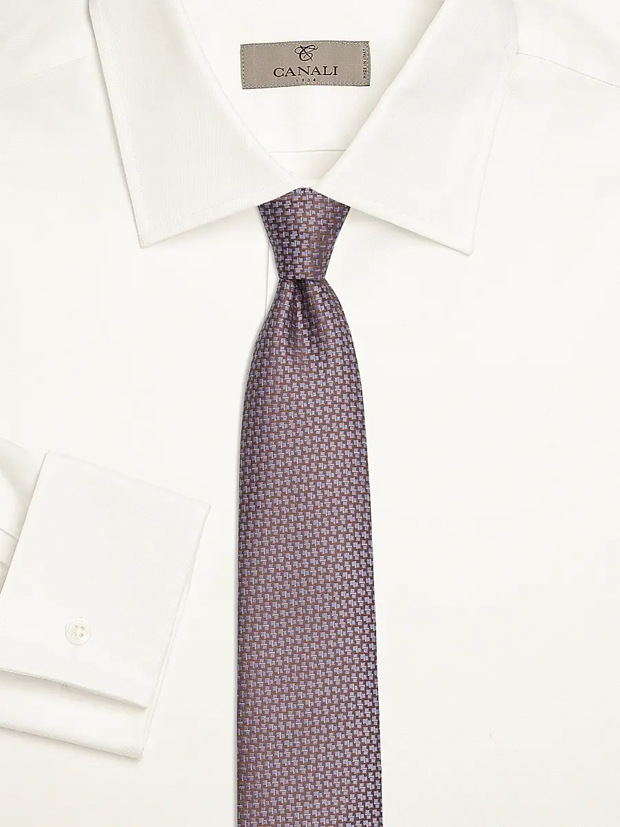 Canali Men's Geometric Woven Silk Tie | Thumbnail 2