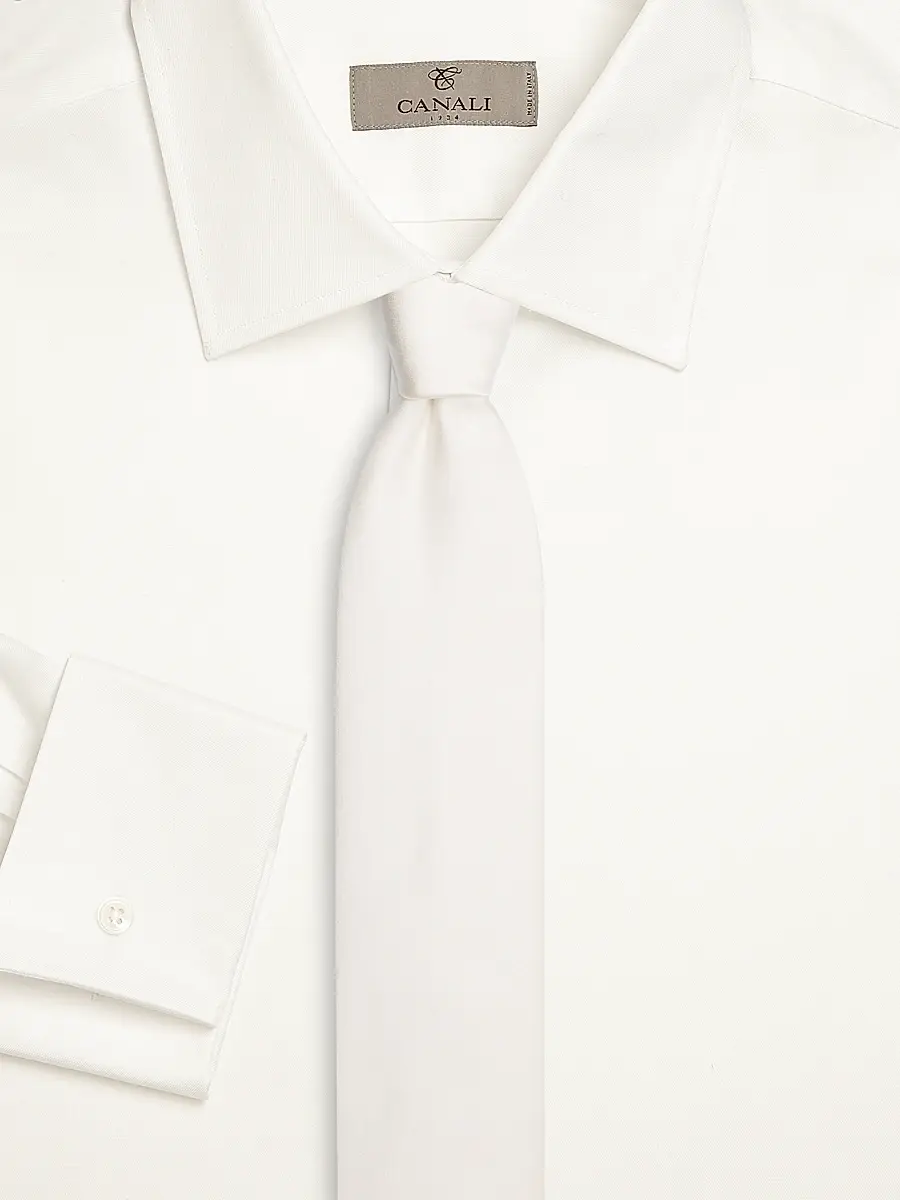 Canali Men's Solid Satin Silk Tie | Thumbnail 2 Canali Men's Solid Satin Silk Tie | Thumbnail 2