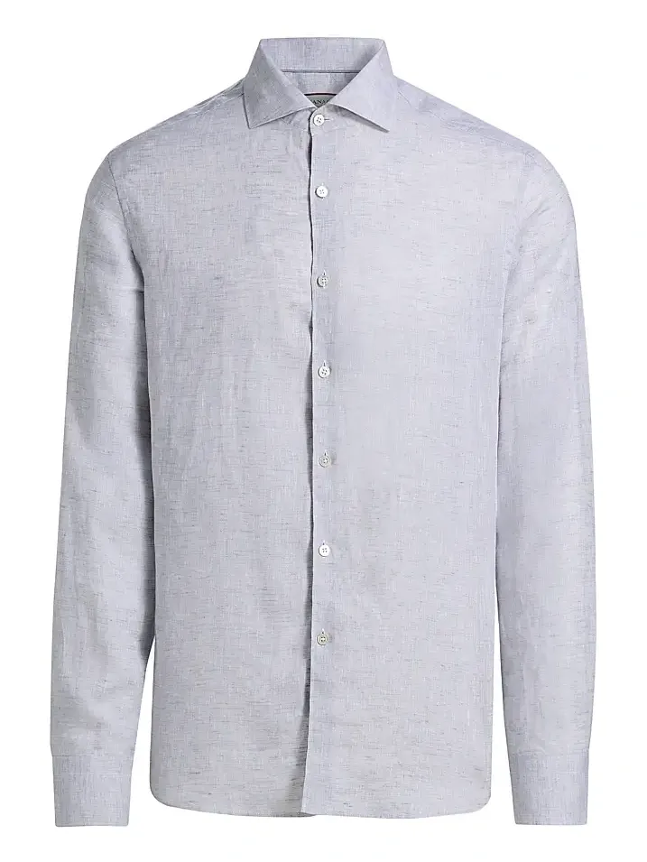 Men's Linen Button-Front Shirt Men's Linen Button-Front Shirt
