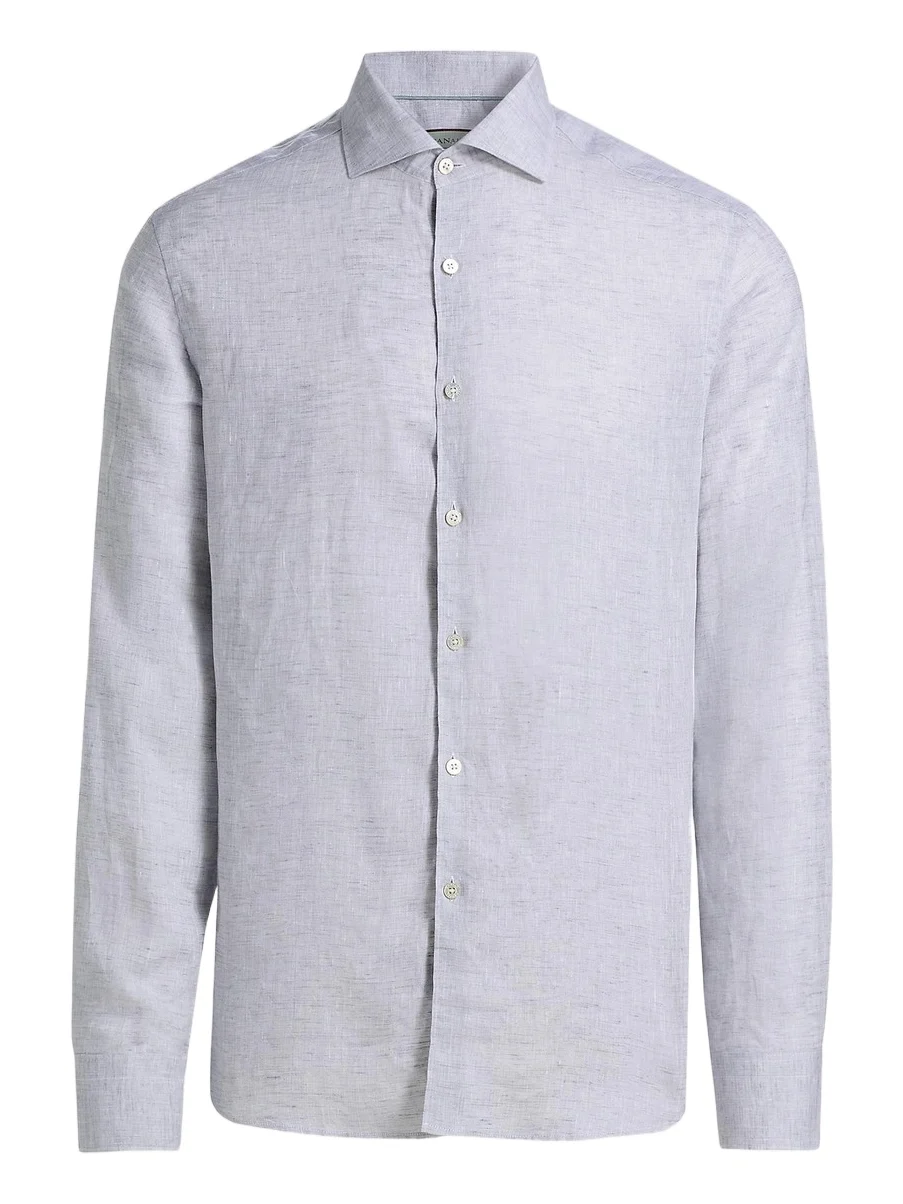 Men's Linen Button-Front Shirt