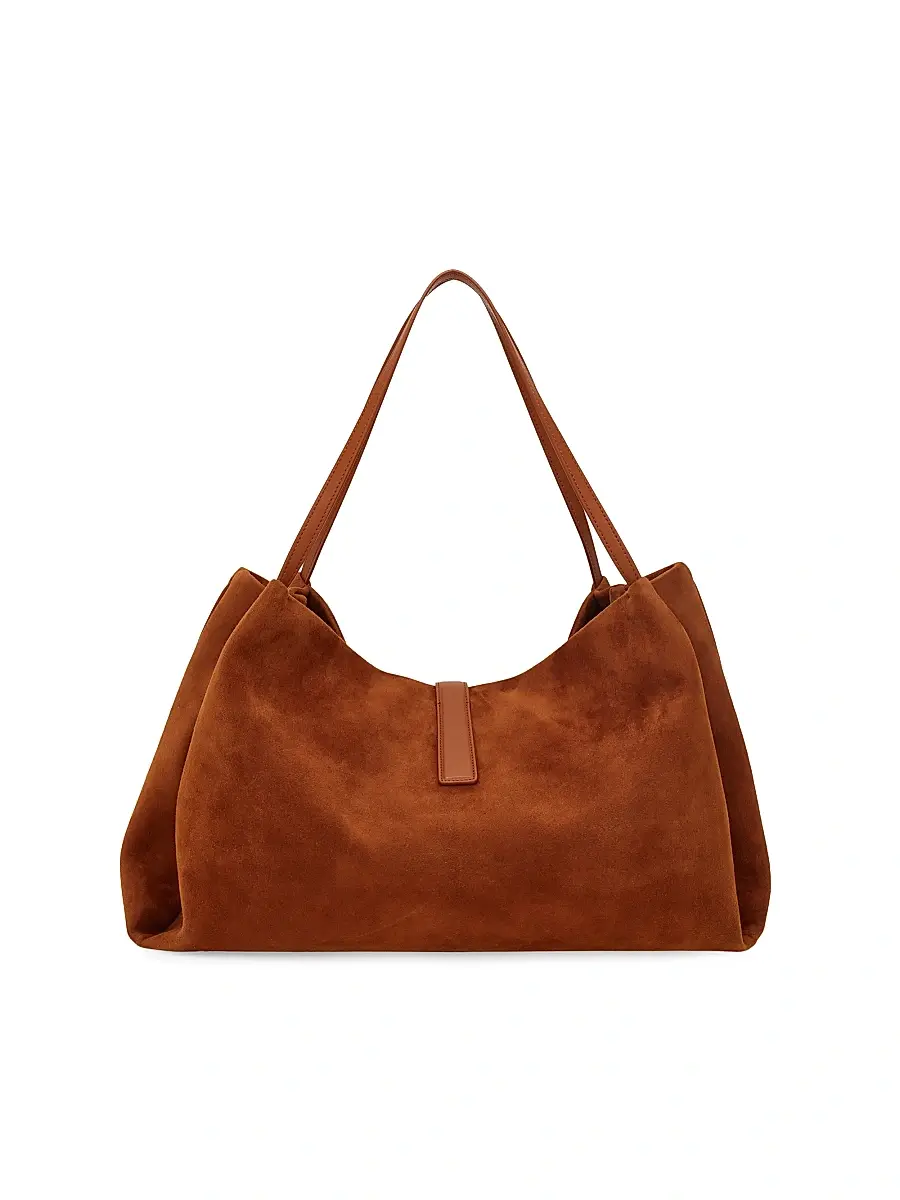 FERRAGAMO Women's Suede Gancini Tab Tote Bag - Naturale Resort | Thumbnail 3 FERRAGAMO Women's Suede Gancini Tab Tote Bag - Naturale Resort | Thumbnail 3