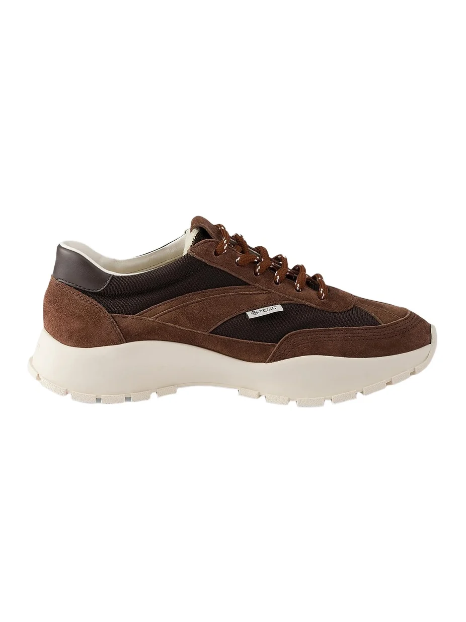 Prada Women's Mesh Fabric and Suede Sneakers - Brown