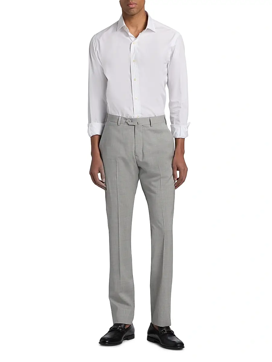 Emporio Armani Men's Tropical Virgin Wool Flat-Front Trousers | Thumbnail 2 Emporio Armani Men's Tropical Virgin Wool Flat-Front Trousers | Thumbnail 2