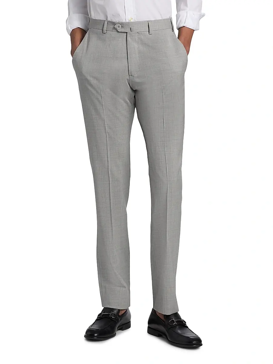 Emporio Armani Men's Tropical Virgin Wool Flat-Front Trousers | Thumbnail 3 Emporio Armani Men's Tropical Virgin Wool Flat-Front Trousers | Thumbnail 3