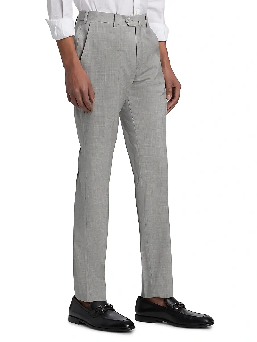 Emporio Armani Men's Tropical Virgin Wool Flat-Front Trousers | Thumbnail 4 Emporio Armani Men's Tropical Virgin Wool Flat-Front Trousers | Thumbnail 4