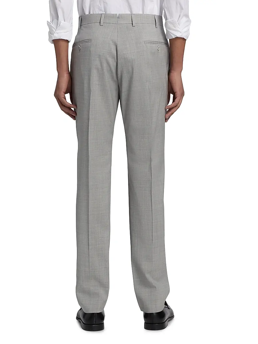 Emporio Armani Men's Tropical Virgin Wool Flat-Front Trousers | Thumbnail 5 Emporio Armani Men's Tropical Virgin Wool Flat-Front Trousers | Thumbnail 5