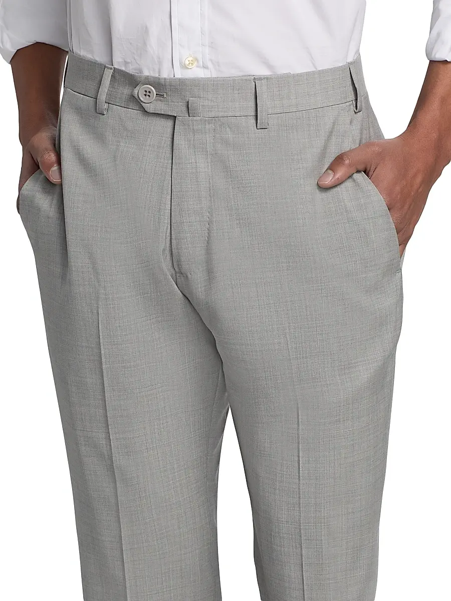Emporio Armani Men's Tropical Virgin Wool Flat-Front Trousers | Thumbnail 6 Emporio Armani Men's Tropical Virgin Wool Flat-Front Trousers | Thumbnail 6