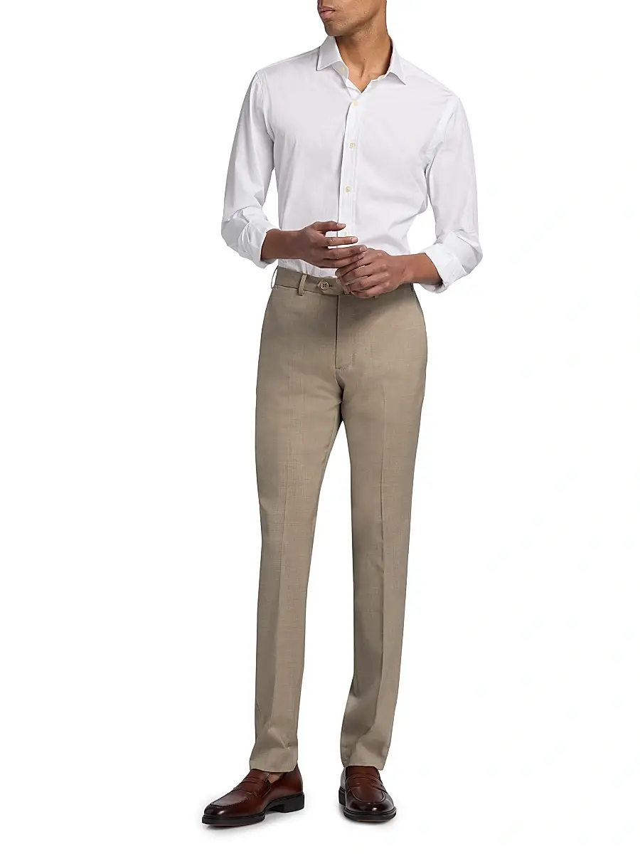 Emporio Armani Men's Tropical Virgin Wool Flat-Front Trousers | Thumbnail 2 Emporio Armani Men's Tropical Virgin Wool Flat-Front Trousers | Thumbnail 2