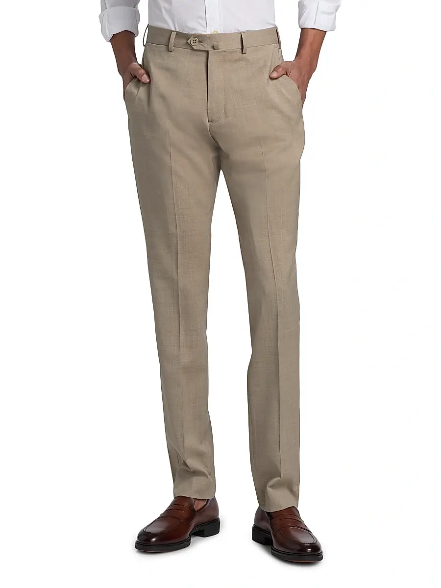 Emporio Armani Men's Tropical Virgin Wool Flat-Front Trousers | Thumbnail 3 Emporio Armani Men's Tropical Virgin Wool Flat-Front Trousers | Thumbnail 3