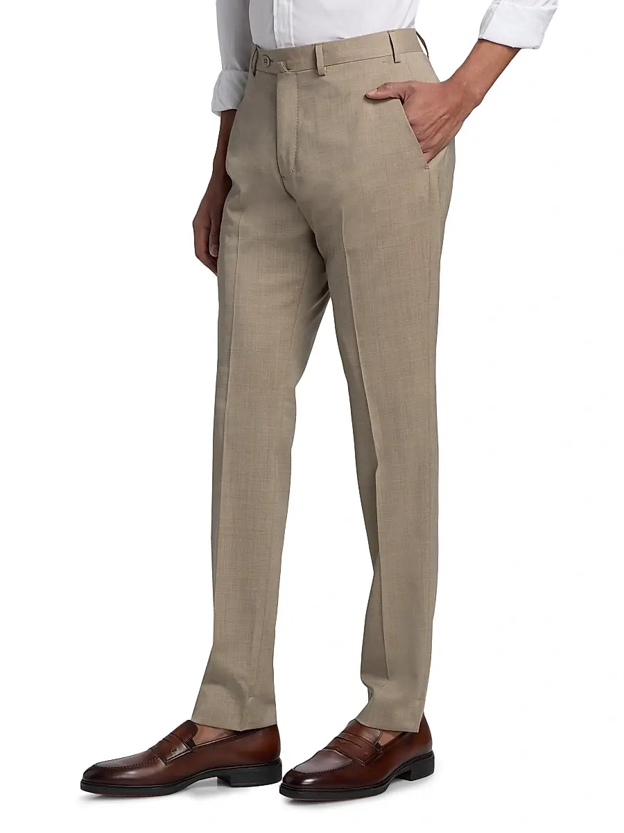 Emporio Armani Men's Tropical Virgin Wool Flat-Front Trousers | Thumbnail 4 Emporio Armani Men's Tropical Virgin Wool Flat-Front Trousers | Thumbnail 4