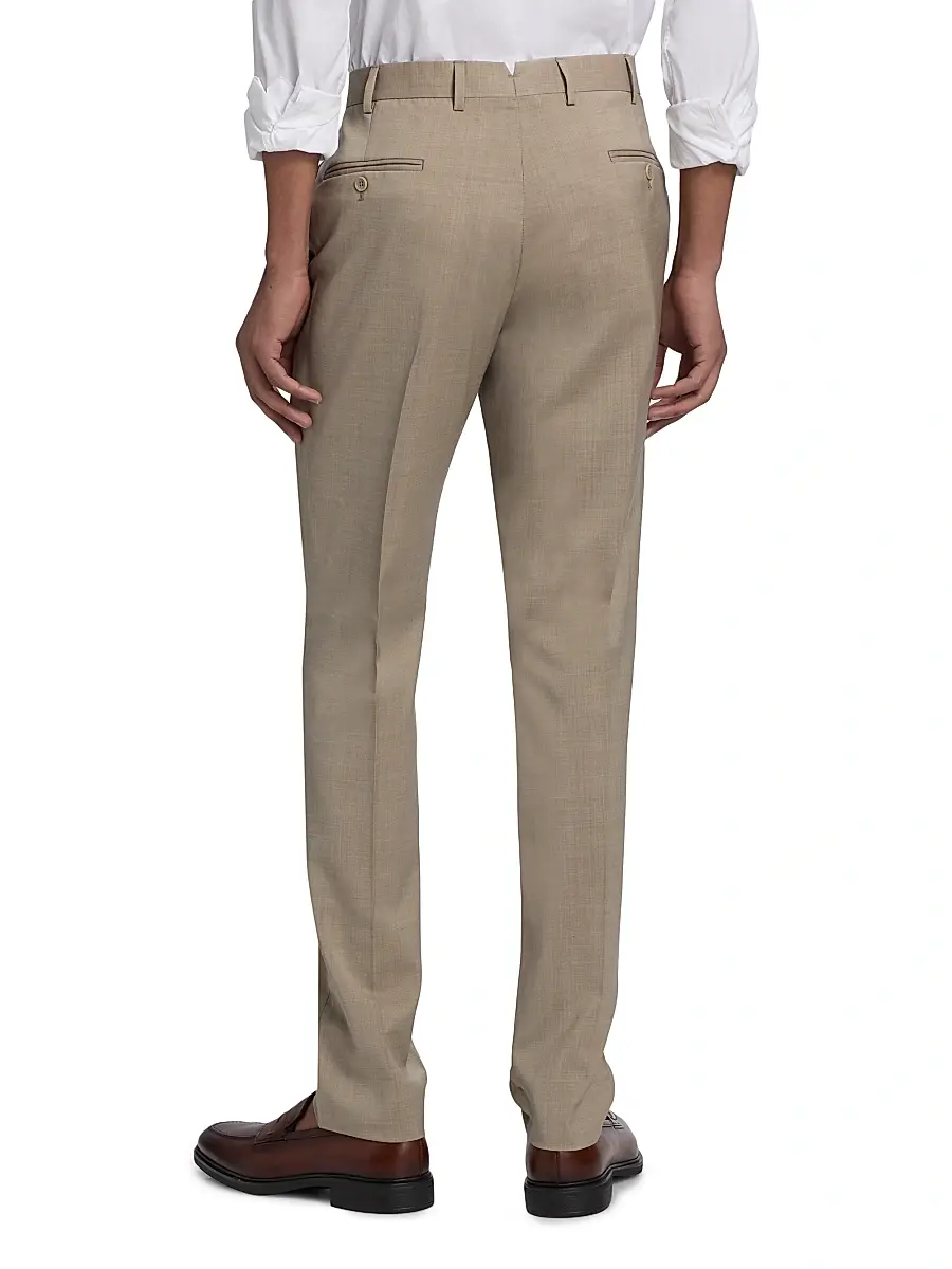Emporio Armani Men's Tropical Virgin Wool Flat-Front Trousers | Thumbnail 5 Emporio Armani Men's Tropical Virgin Wool Flat-Front Trousers | Thumbnail 5