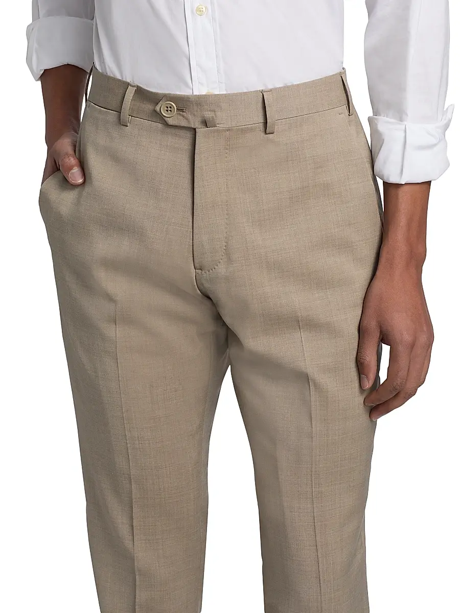 Emporio Armani Men's Tropical Virgin Wool Flat-Front Trousers | Thumbnail 6 Emporio Armani Men's Tropical Virgin Wool Flat-Front Trousers | Thumbnail 6
