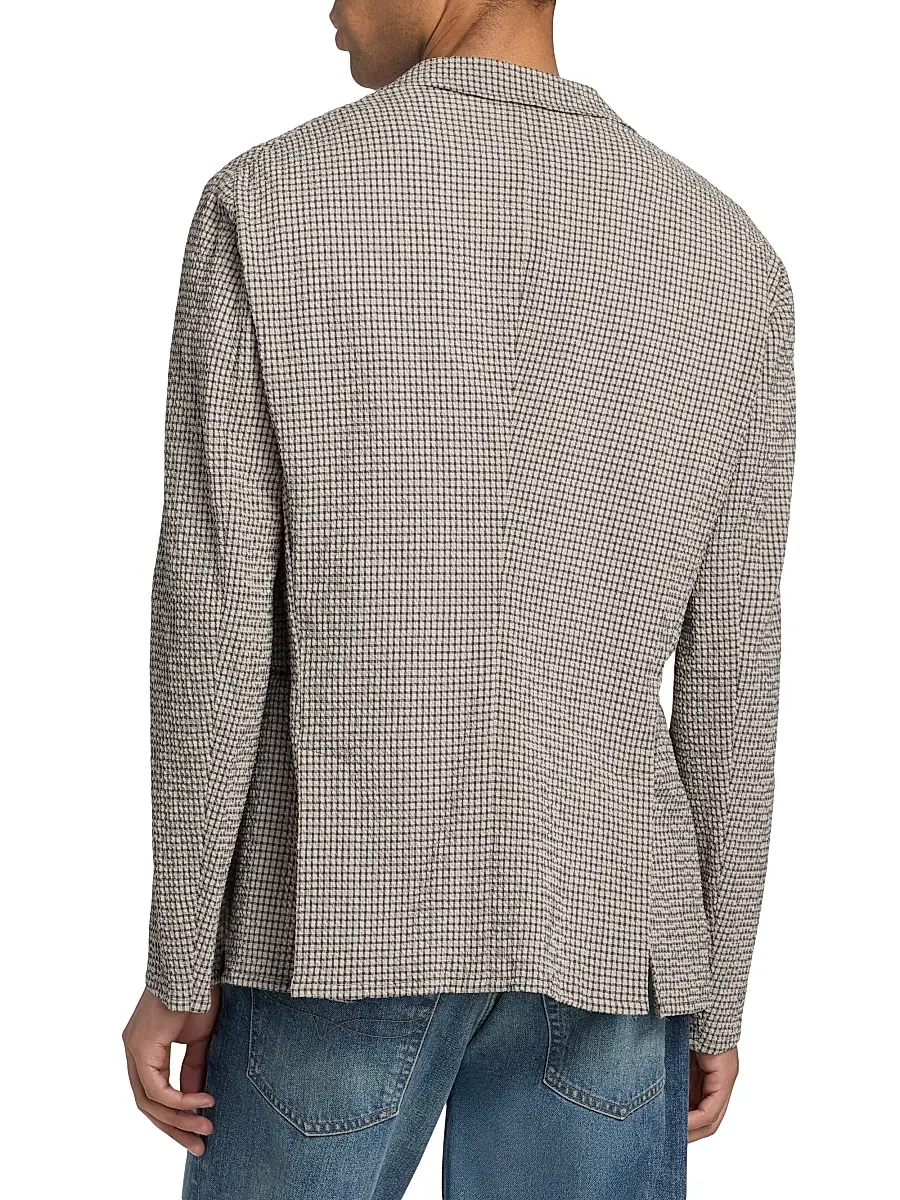 Emporio Armani Men's Check Seersucker Soft Jacket | Thumbnail 5 Emporio Armani Men's Check Seersucker Soft Jacket | Thumbnail 5