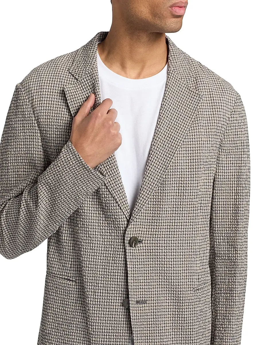Emporio Armani Men's Check Seersucker Soft Jacket | Thumbnail 6 Emporio Armani Men's Check Seersucker Soft Jacket | Thumbnail 6