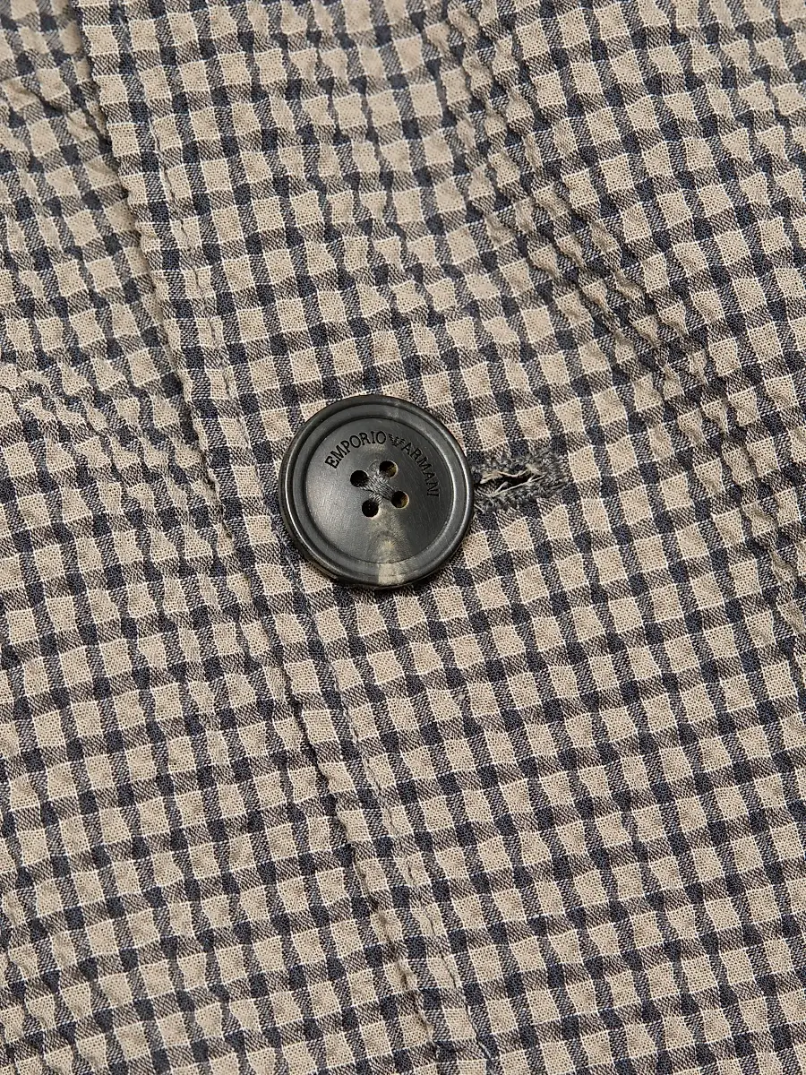Emporio Armani Men's Check Seersucker Soft Jacket | Thumbnail 7 Emporio Armani Men's Check Seersucker Soft Jacket | Thumbnail 7