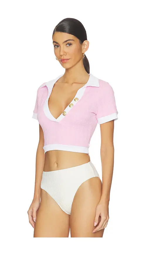 L'Agence Cropped Polo Rashguard | Thumbnail 2 L'Agence Cropped Polo Rashguard | Thumbnail 2