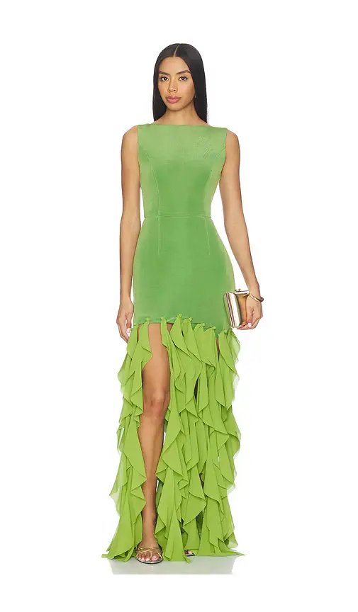 Marison Ruffled Fringe Gown
