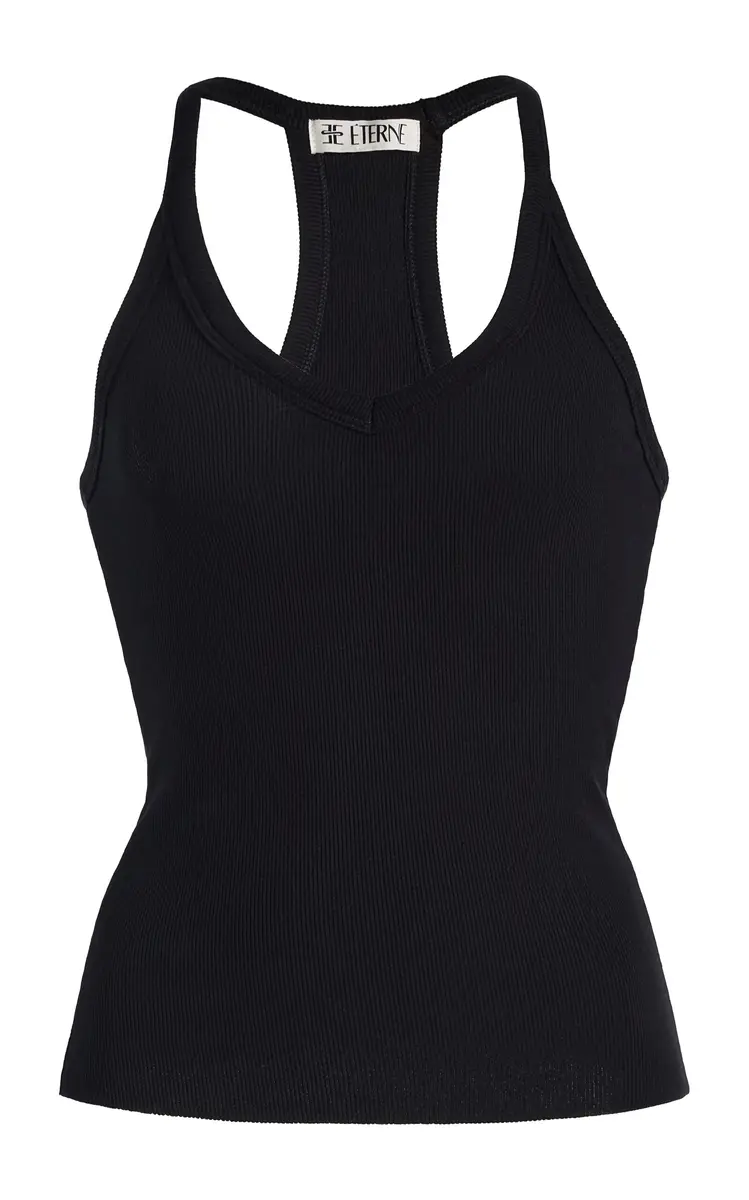 ÉTERNE Ribbed Jersey Racerback Tank Top | Thumbnail 2