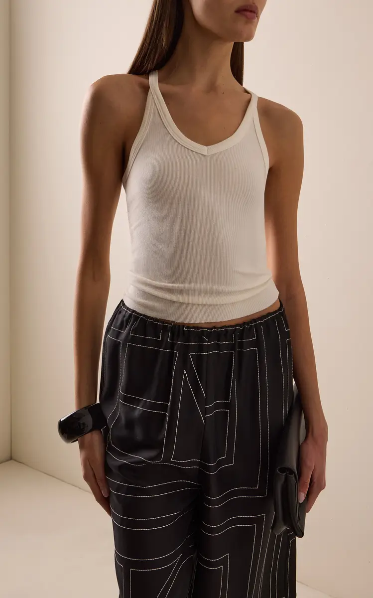ÉTERNE Ribbed Jersey Racerback Tank Top | Thumbnail 4