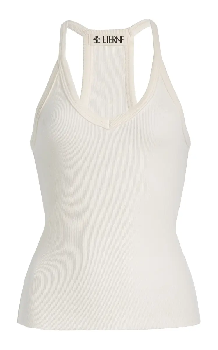 ÉTERNE Ribbed Jersey Racerback Tank Top