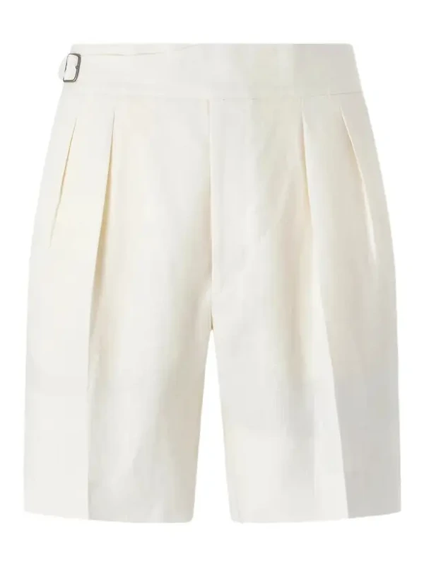 Straight-Leg Pleated Linen Shorts - Men Straight-Leg Pleated Linen Shorts - Men